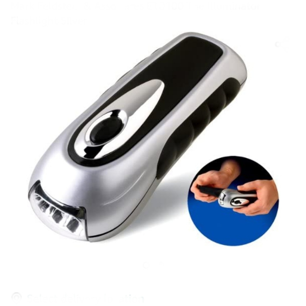 The Illuminator LED Crank Flashlight Silver